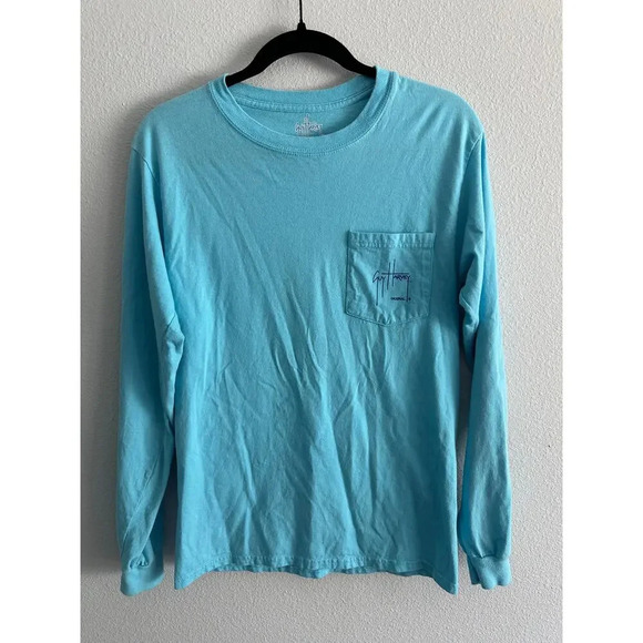 Vintage Guy Harvey Long Sleeve Pocket Tshirt Size S Fishing Outdoors - Picture 2 of 7